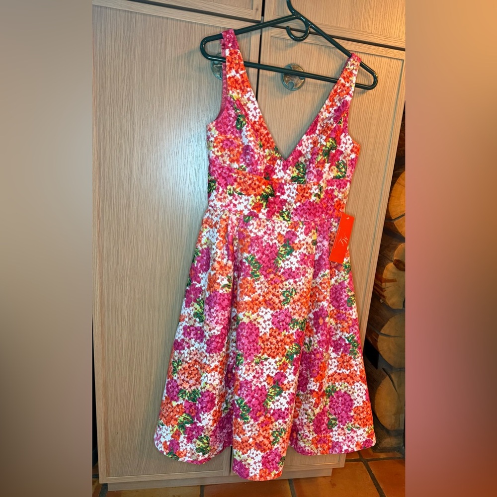 Anthropologie x Monique Lhuillier Riona Embroidered Pink Floral Dress NWT